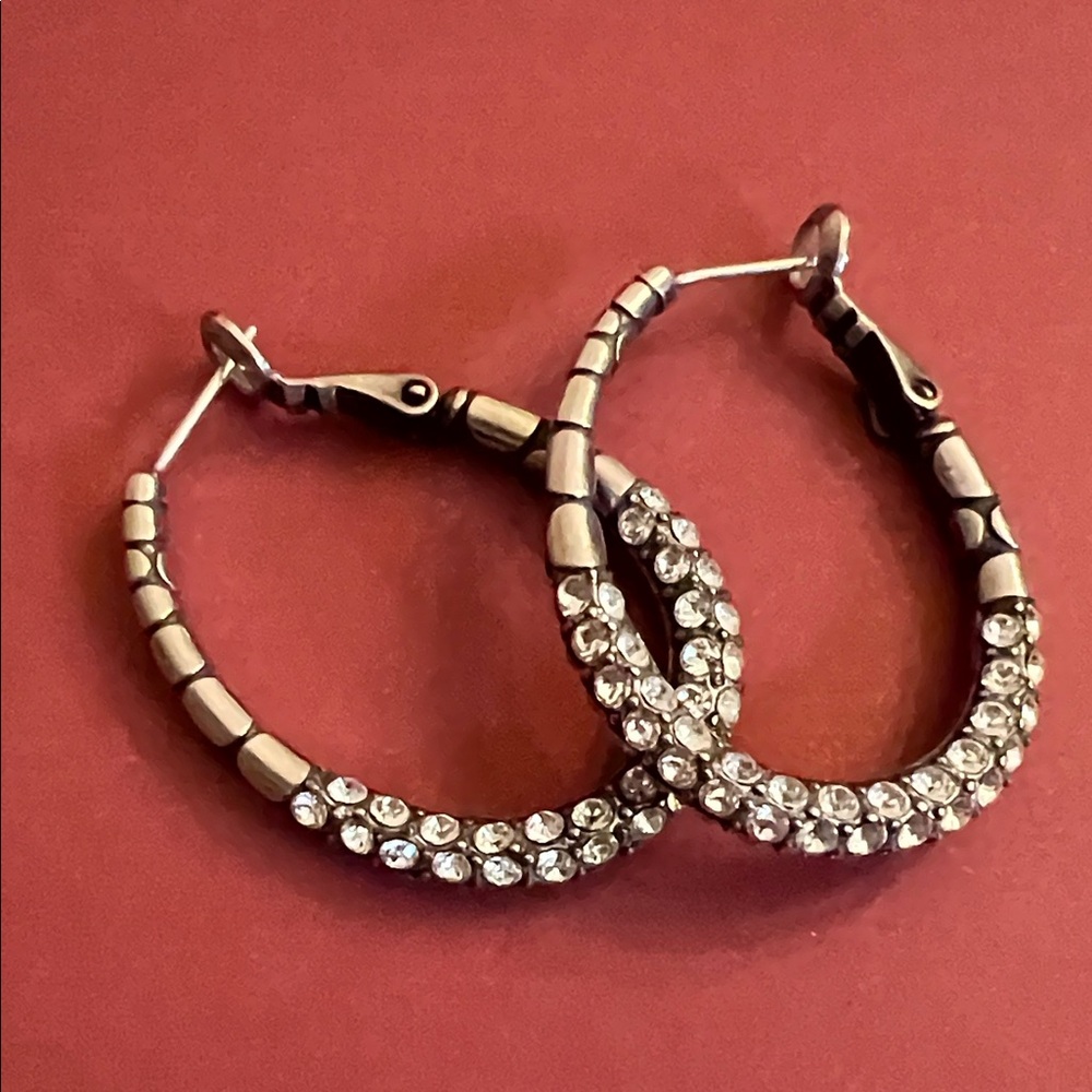 Brighton Pebble Pave Oval Hoop Earrings